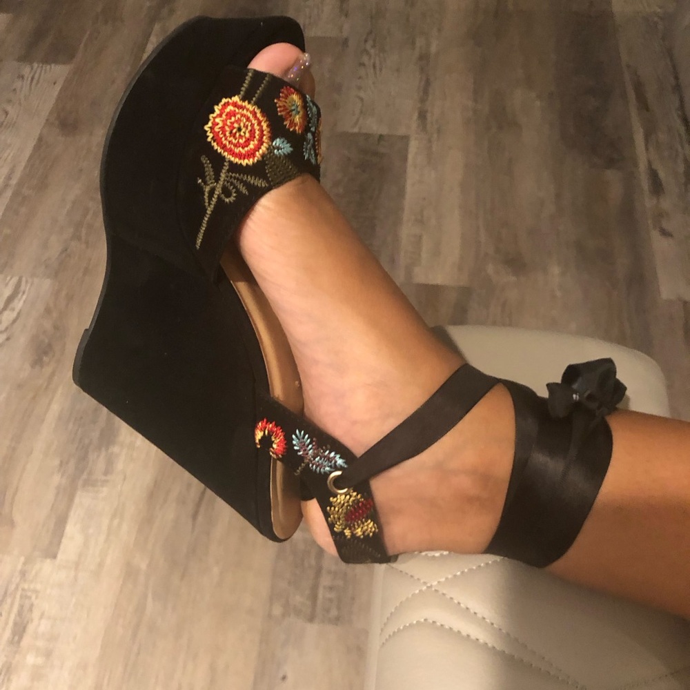Black suede platform